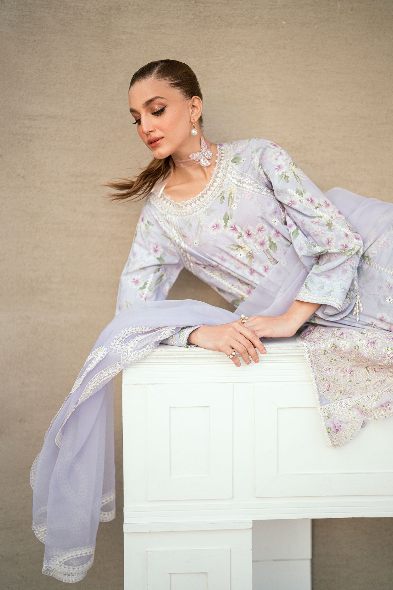 SS25DD-2543  LIGHT PURPLE DUPATTA