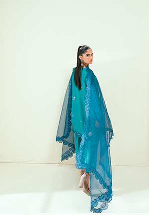 SS25DD-2699  TURQUOISE BLUE DUPATTA