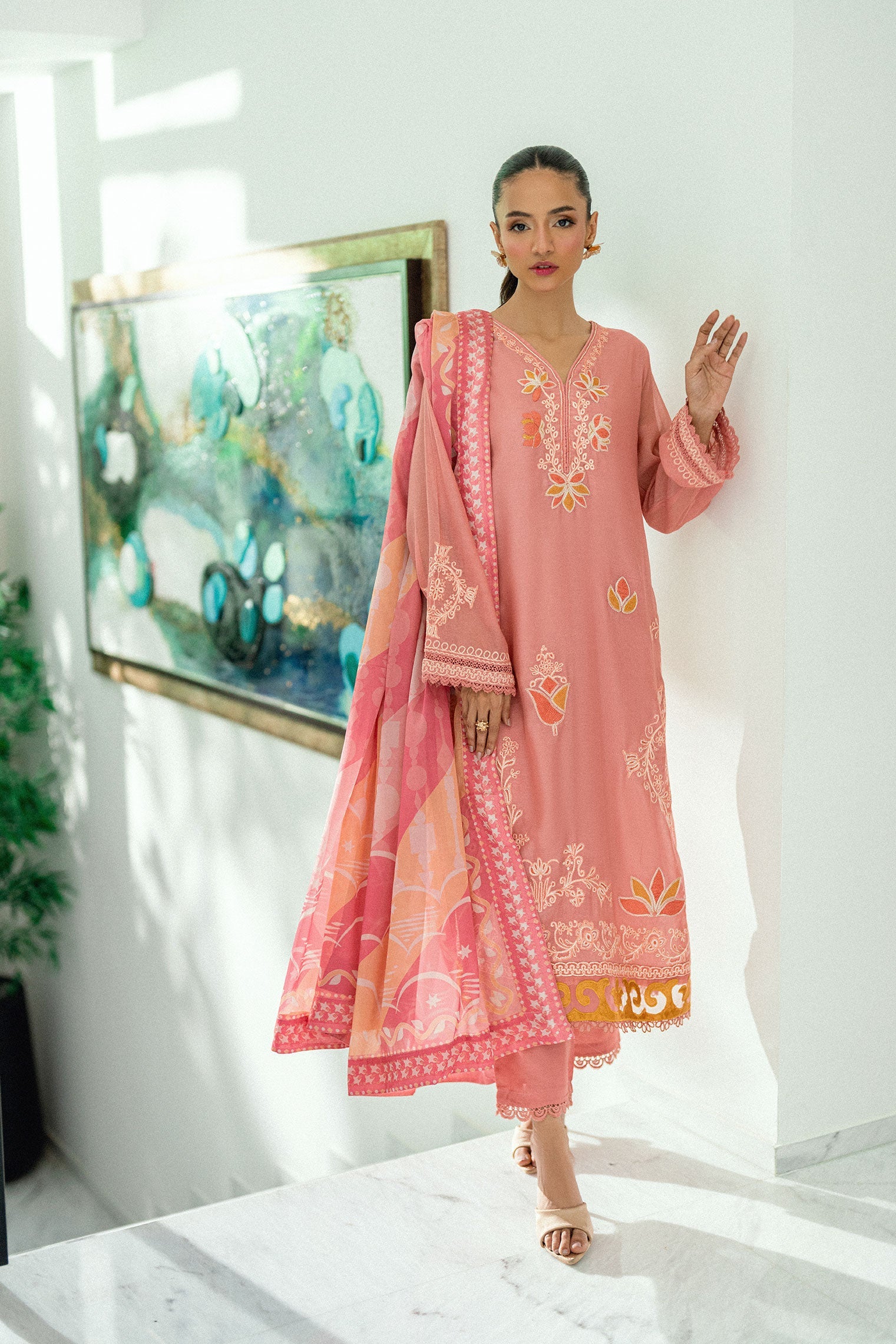SS25DD-2721 PINK DUPATTA