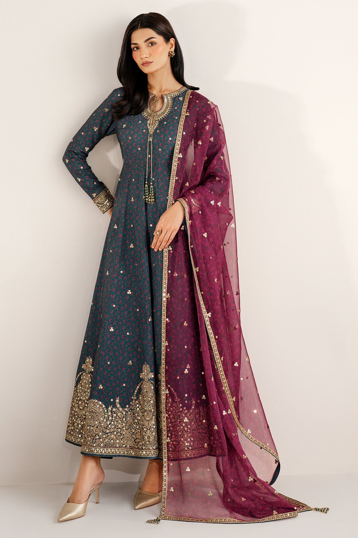Embroidered Raw Silk UR-7058