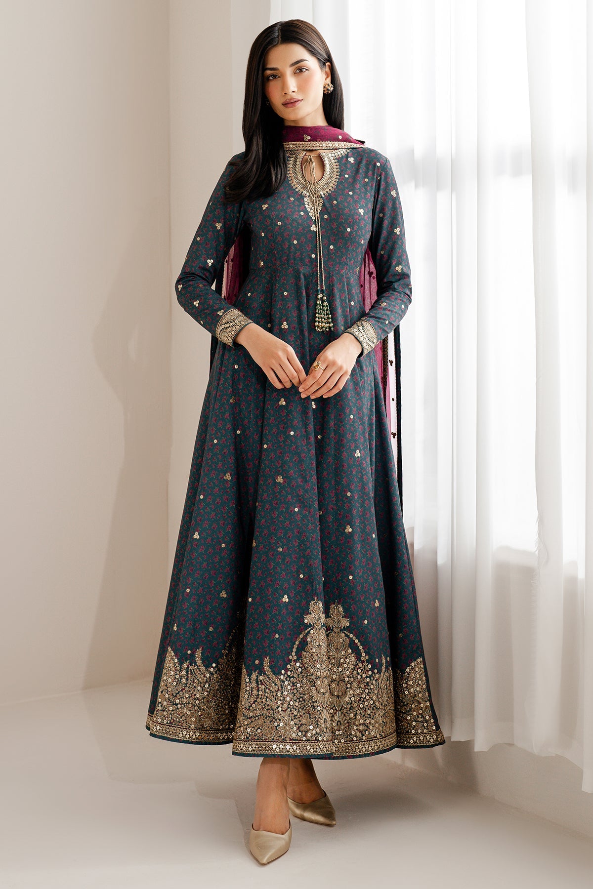 Embroidered Raw Silk UR-7058