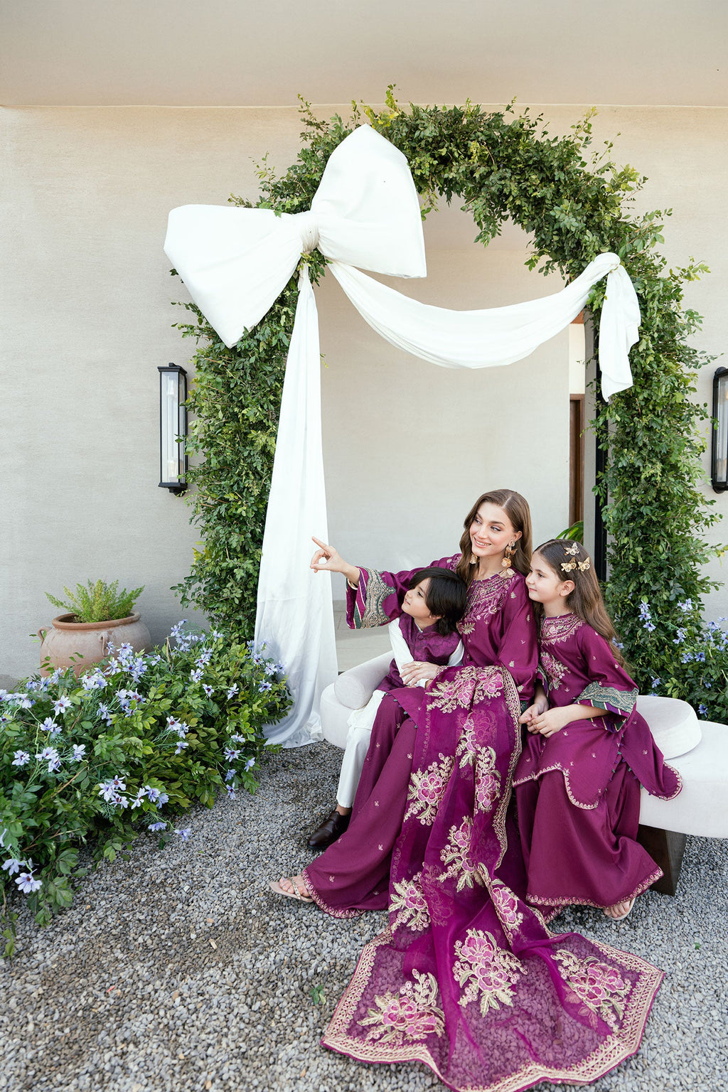 SS25DA-2701 PLUM 2PCS  EMBROIDERED KURTA WITH TROUSER