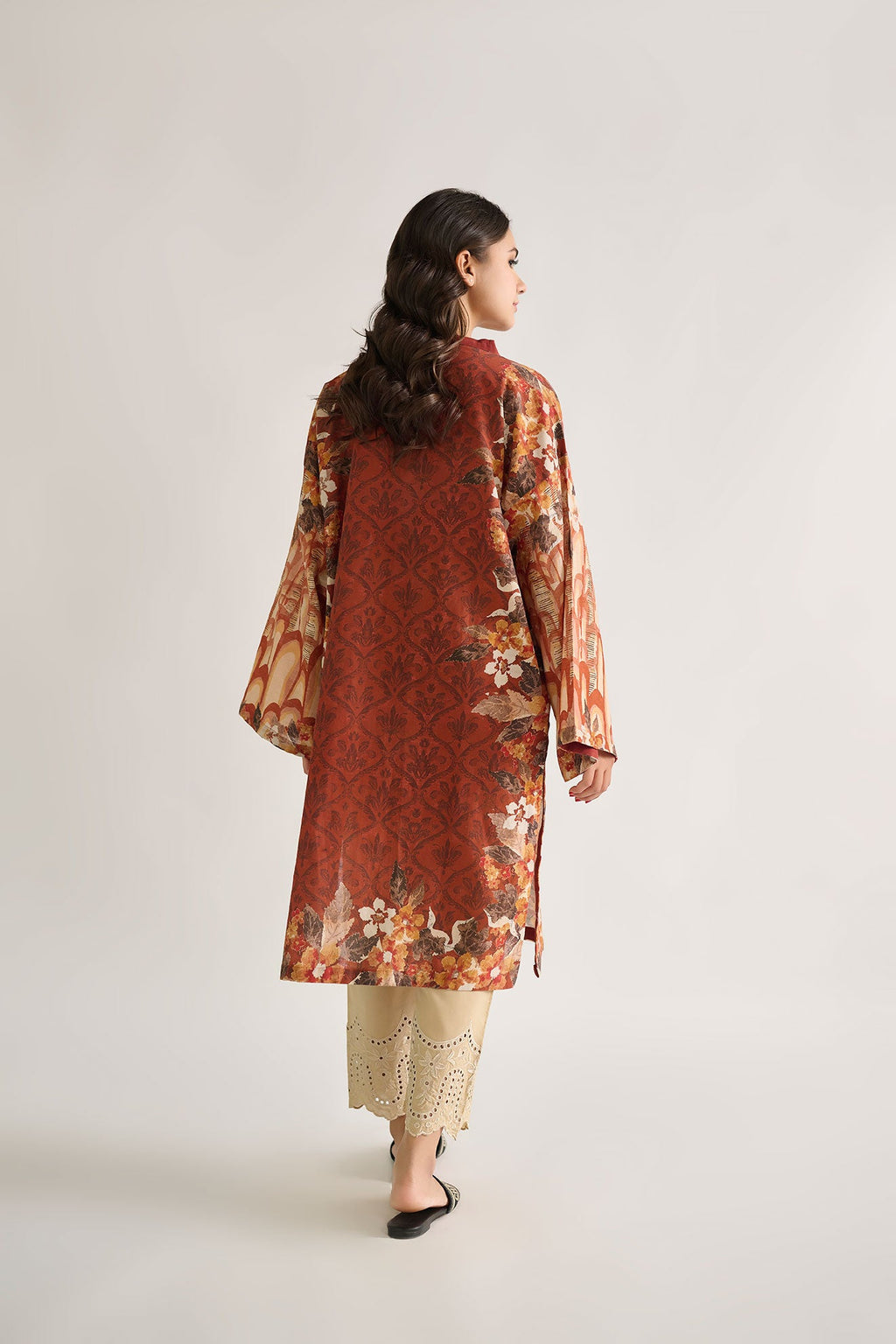 DC-0464 ORANGE DIGITAL PRINTED KURTA
