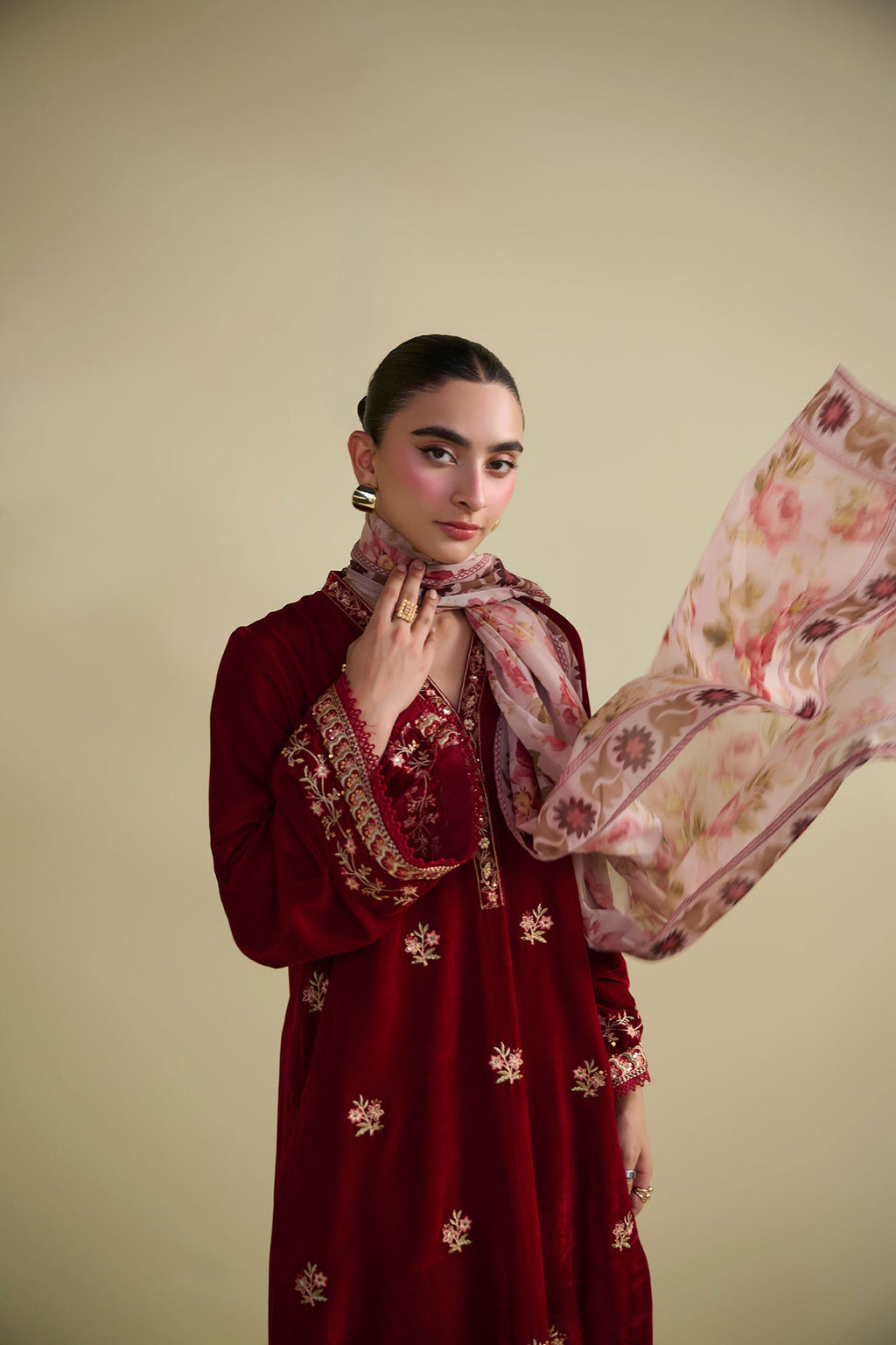 FW25DD-2828  BROWN PRINTED DUPATTA