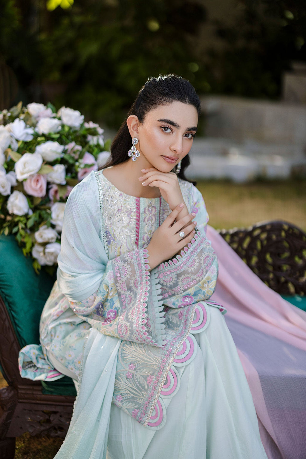 FW25DD-2871  GREEN TIE DYE DUPATTA