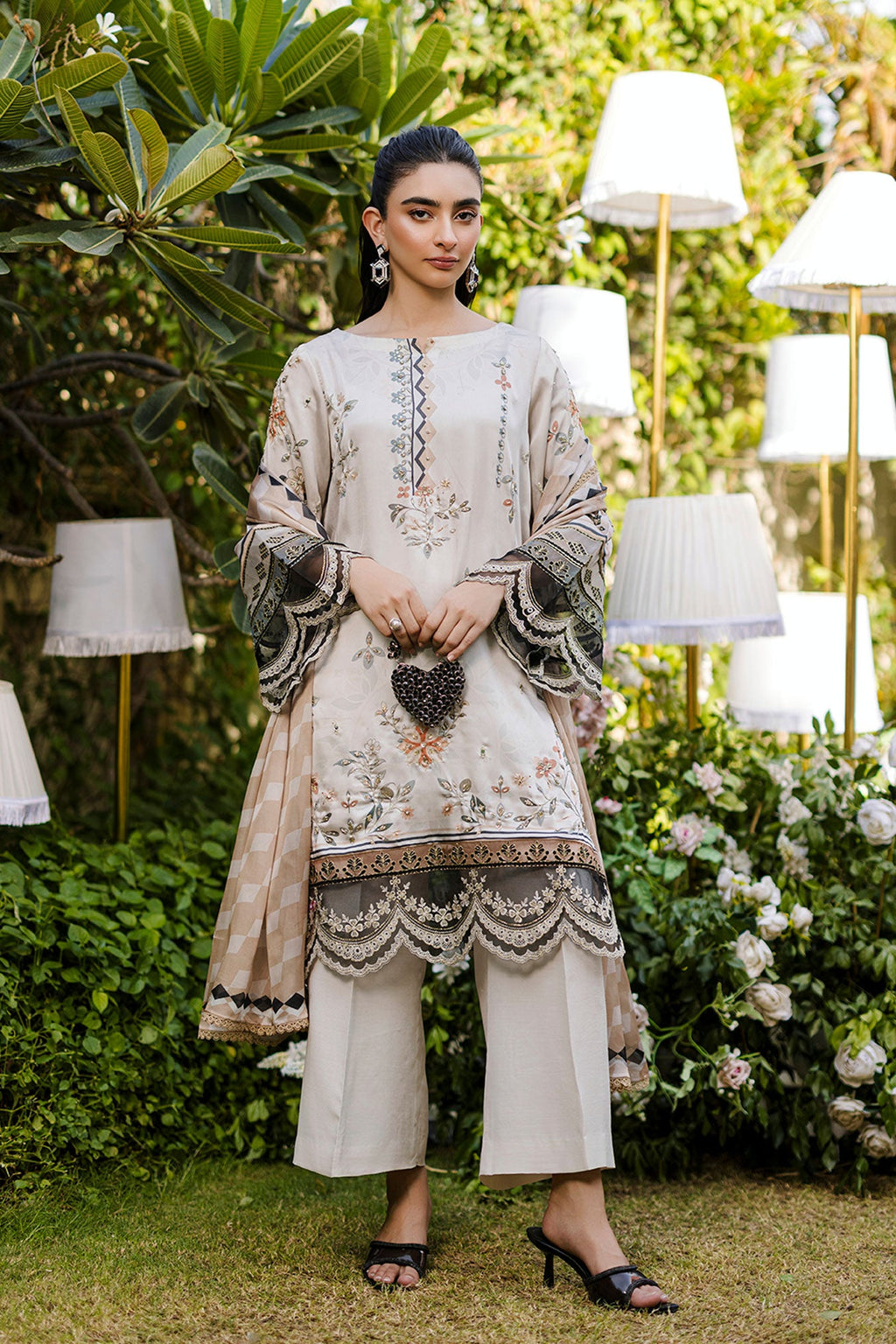 FW25DD-2874  BEIGE PRINTED DUPATTA