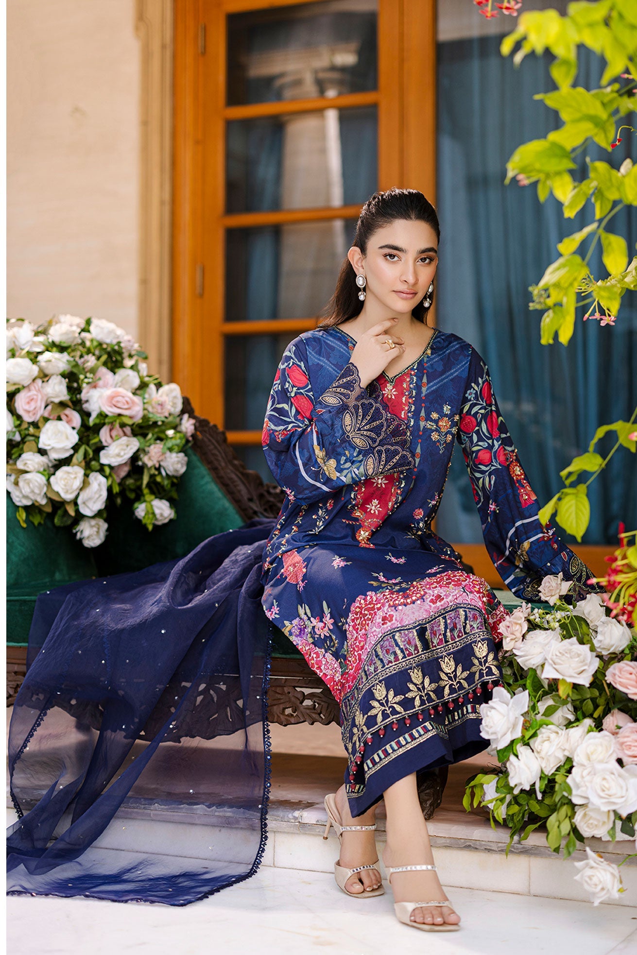 FW25DD-2875  NAVY BLUE DYED DUPATTA