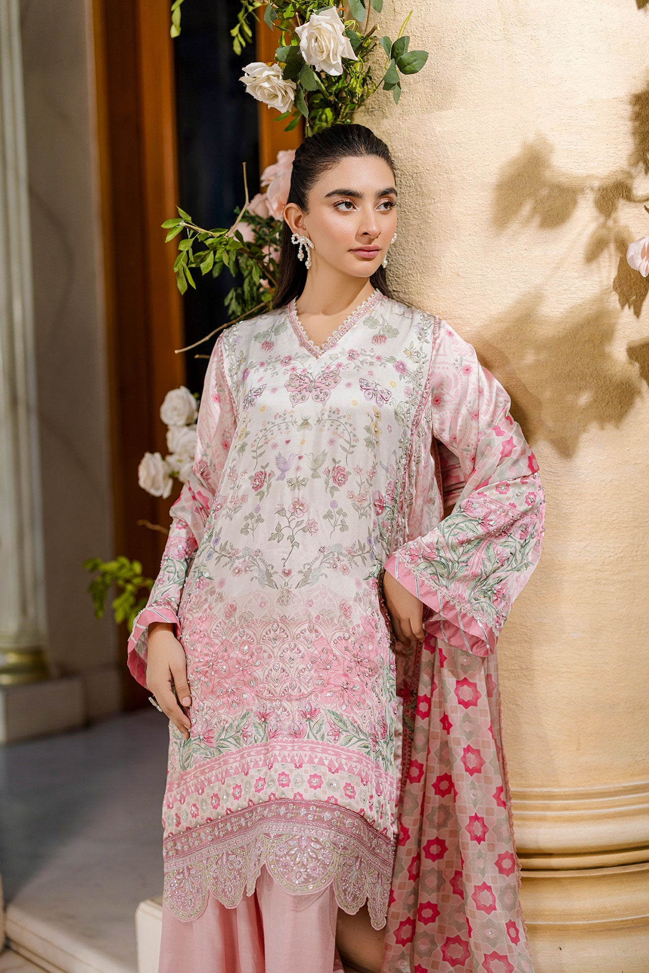 FW25DD-2873  PINK PRINTED DUPATTA
