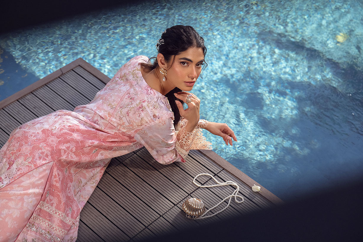 SS24DA-2515 LIGHT PINK 2PCS HAND EMBELLISHED  SHIRT WITH TROUSER