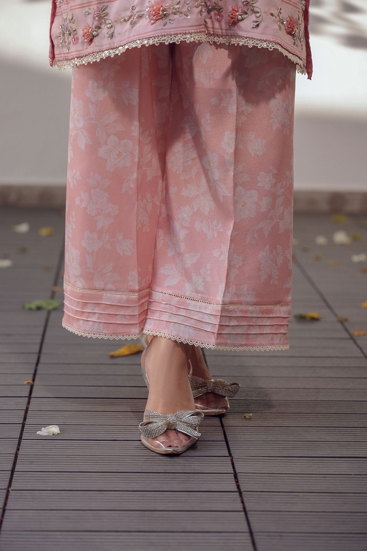 SS24DA-2515 LIGHT PINK 2PCS HAND EMBELLISHED  SHIRT WITH TROUSER
