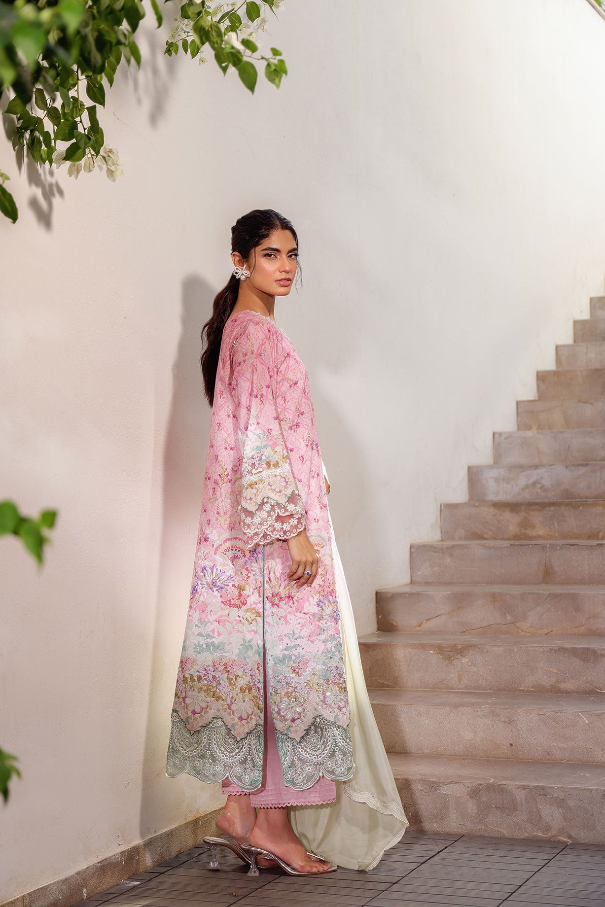 SS24DA-2516 PINK 2PCS HAND EMBELLISHED  SHIRT WITH TROUSER