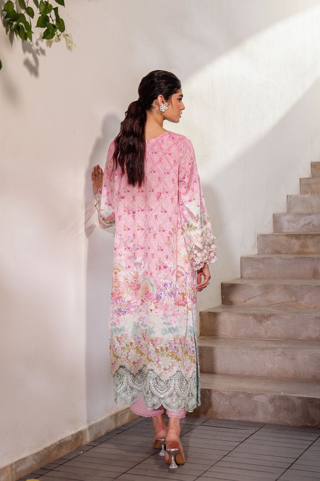 SS24DA-2516 PINK 2PCS HAND EMBELLISHED  SHIRT WITH TROUSER