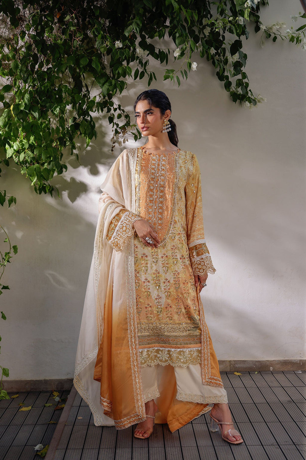 SS24DD-2519 MUSTARD TIE DYE DUPATTA