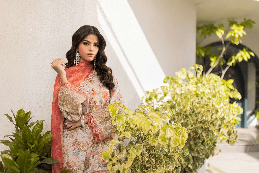 Silk Tunic - 2PCS HAND EMBELLISHED  SHIRT WITH TROUSER-SS24DA-2662 BEIGE