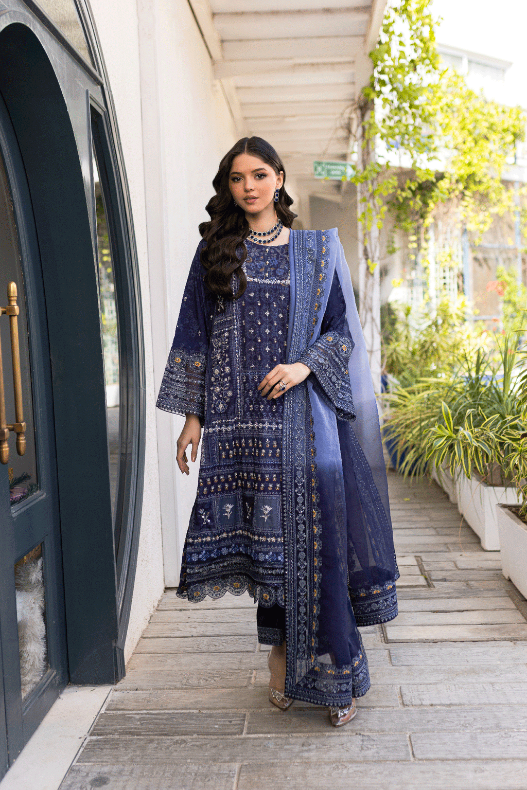 SS24DD-2668  NAVY BLUE DUPATTA