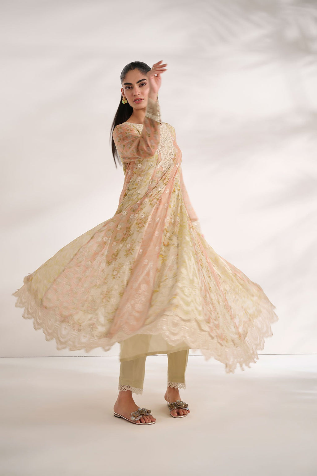 SS24DA-2468   MULTI  2PCS  EMBROIDERED KURTA WITH TROUSER