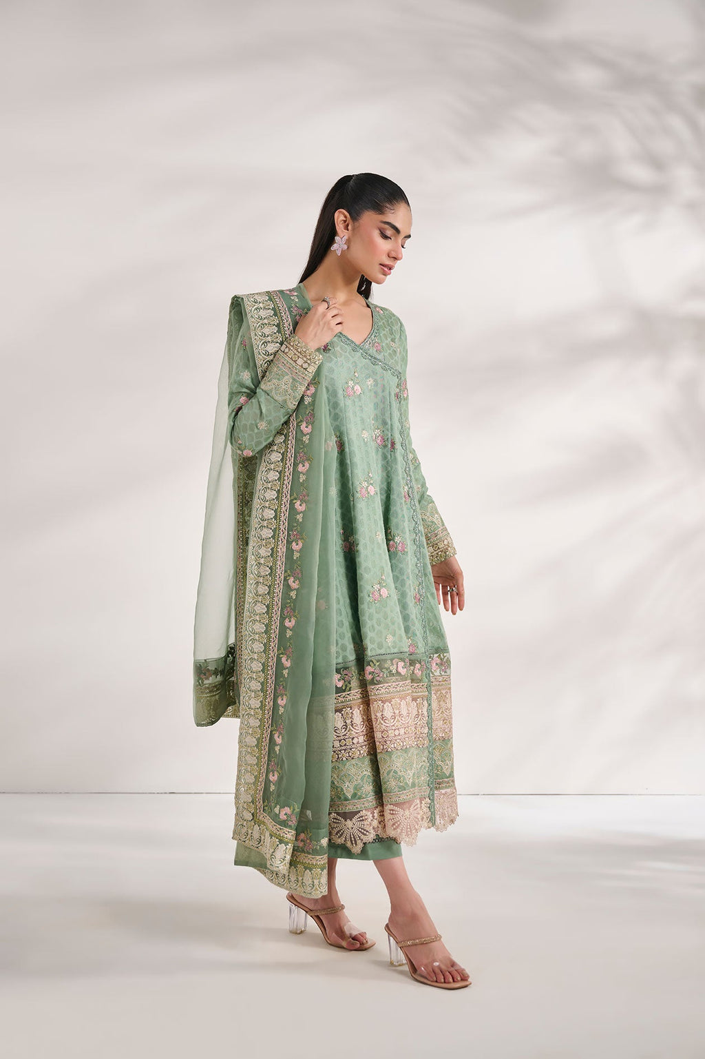 SS24DD-2473  GREEN DUPATTA
