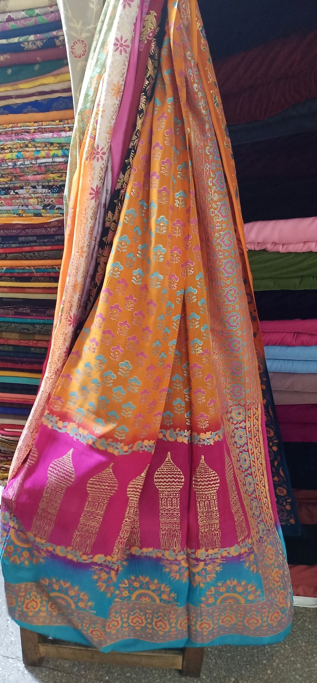 Medium silk block print dupata