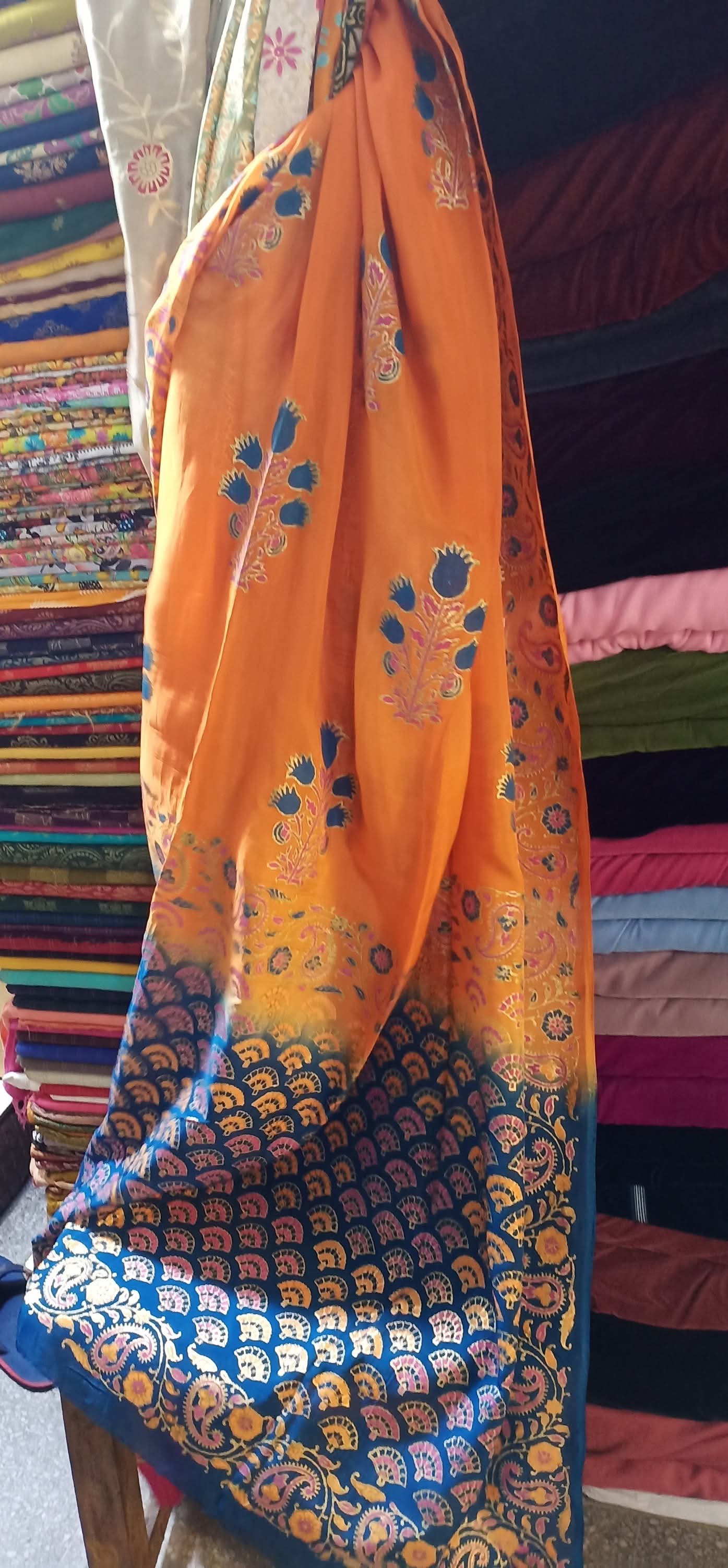 Medium silk block print dupata