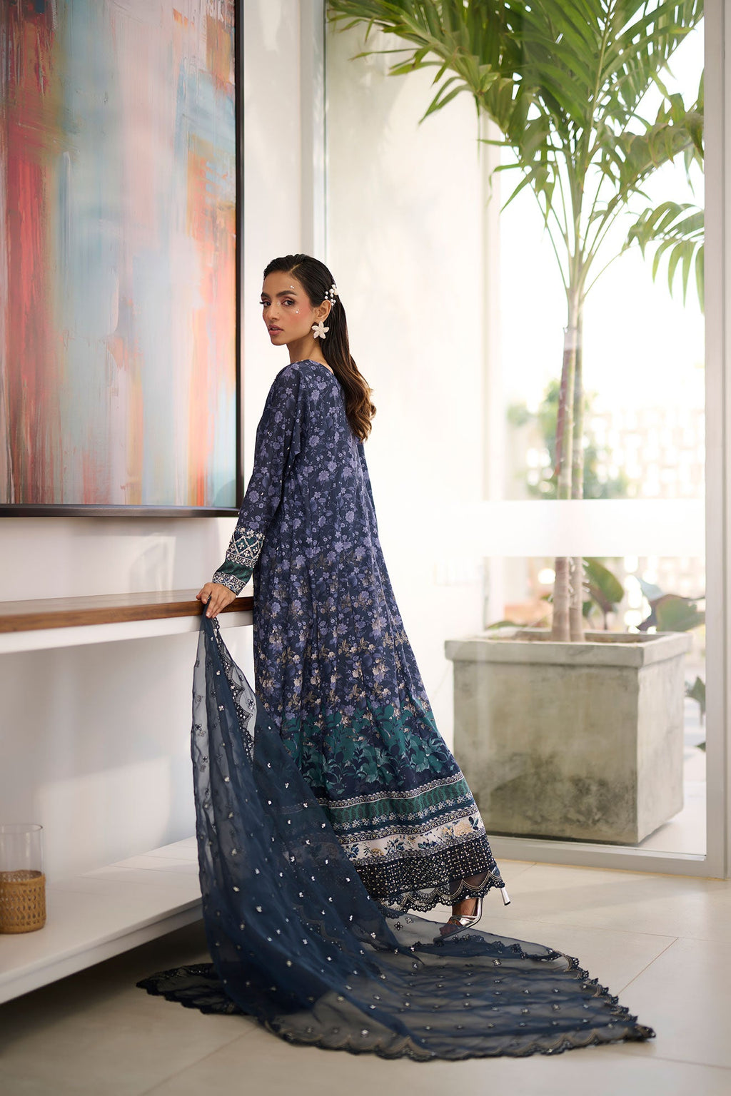SS24DD-1129 NAVY BLUE DUPATTA